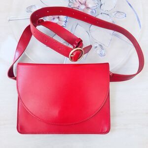 Minor History Red Leather Fanny Pack Crossbody Belt Bag Waist Purse GoldHardware